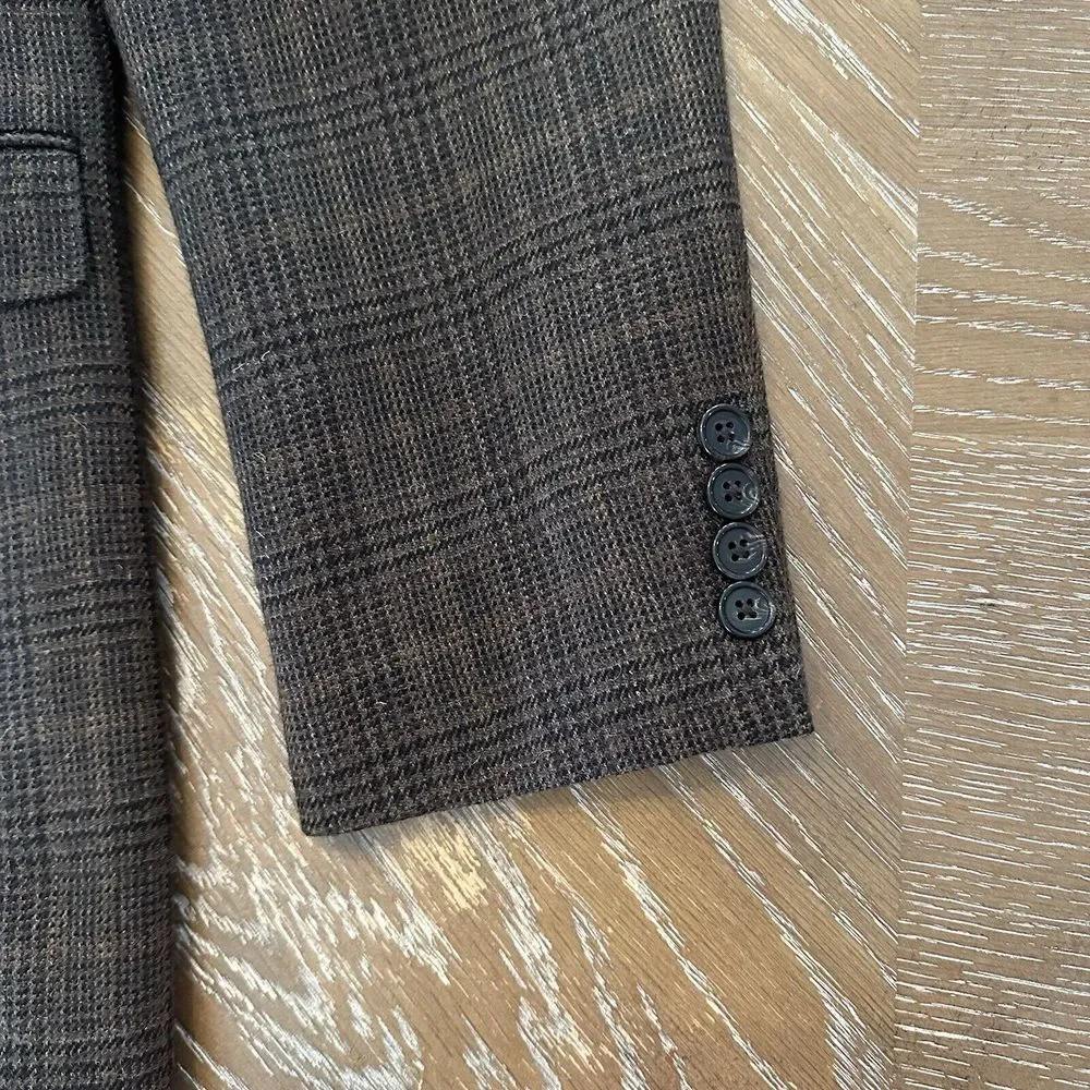 Lauren Ralph Lauren 42L BROWN 100% Wool Sport Coat Blazer Jacket Plaid EXCELLENT